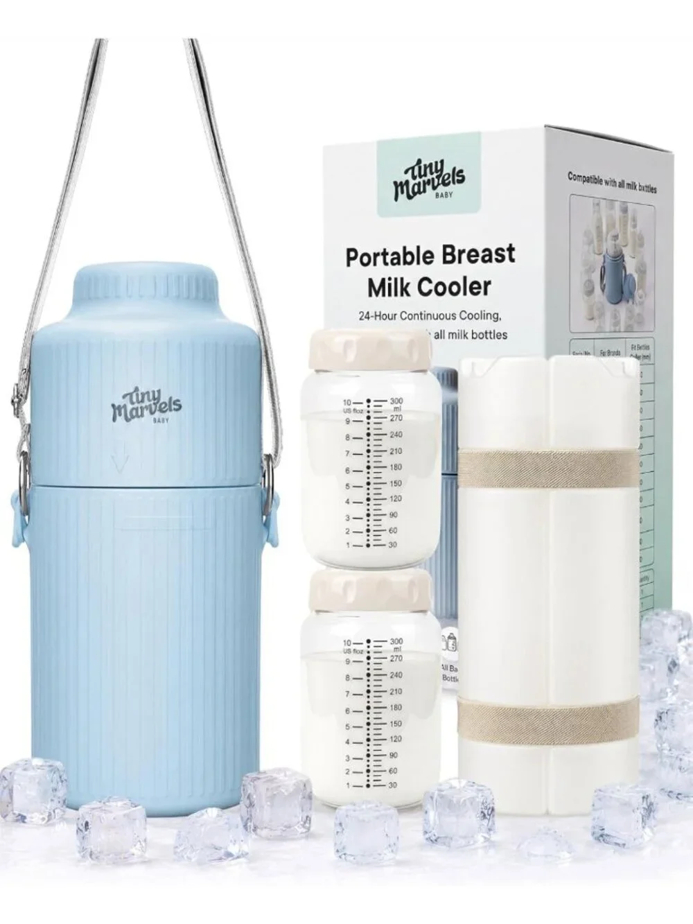Large Capacity Portable Breast Milk Cooler 22oz with 2 Bottles for Travel